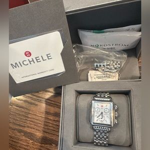 Michele Deco Diamond Stainless Steel Watch